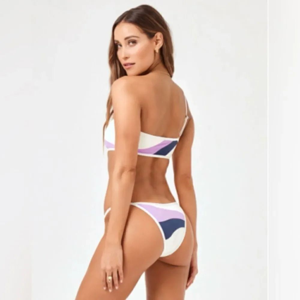 L*Space Daybreak Bikini Bottom Lily-Slate-Cream Size L NWT